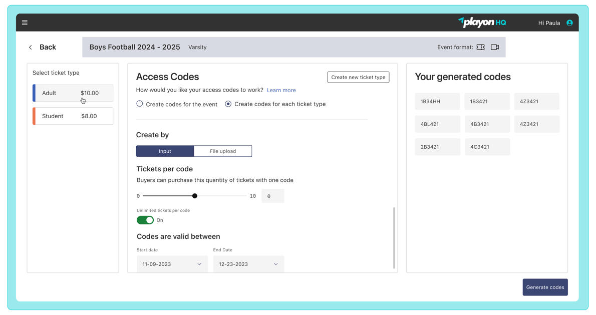 Improve Security and Control Ticket Availability with Access Codes